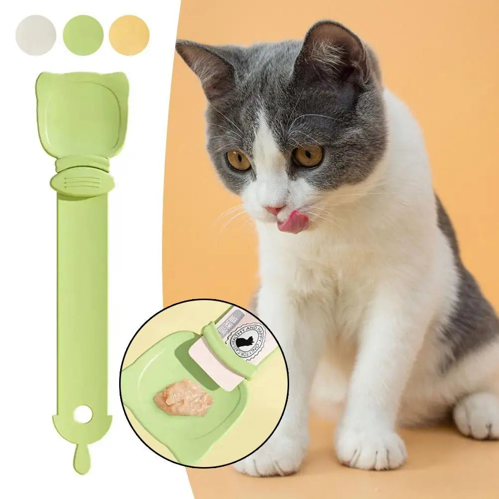 Cat Feeder Cat Strip Squeeze Spoon Pet Liquid Snack Spoon Liquid Feeding Food Squeezer without Residue Cat Feeder Pet Supplies