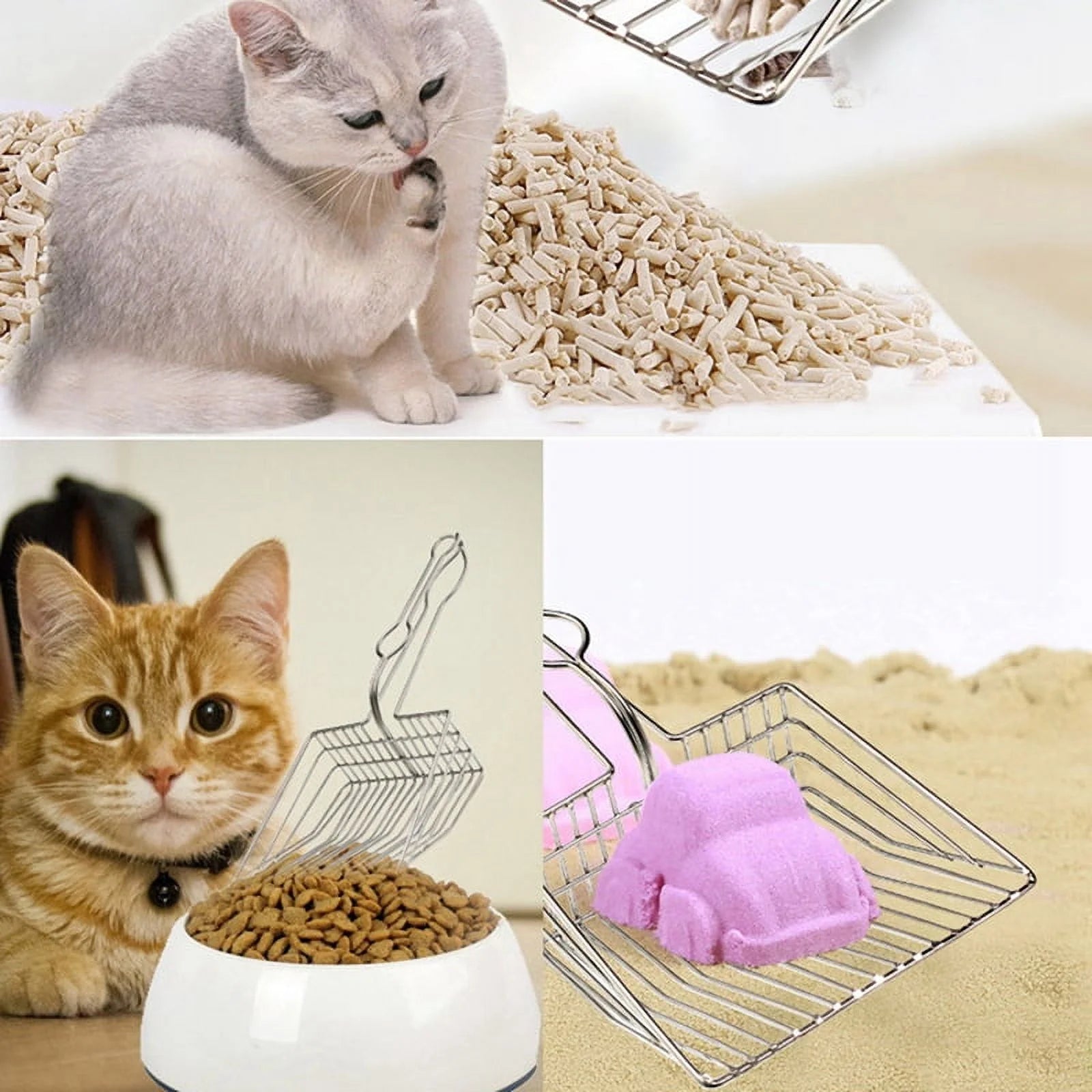 Cat Litter Scoop - Stainless Steel Cat Scooper - Cat Litter Sand Scoop - Cat Litter Scoop Shovel Metal Stainless Steel Cat Litter Sand Shovel Cat Litter Hollow Shovel Cleaning Scoop Tool MZ
